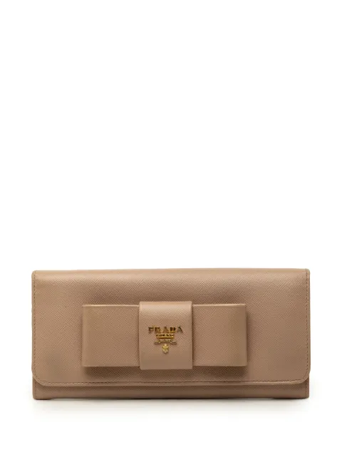 Prada Pre-Owned 2010-2026 Saffiano Bow Continental Wallet long wallets Brown BHN5JE9UJ6RML3U7