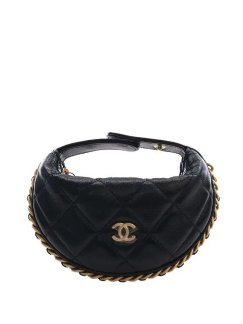 CHANEL Pre-Owned 2021-2026 Mini Shiny Crumpled Quilted Lambskin Chain Around Pouch handbag Black F0KG0P93203A9572