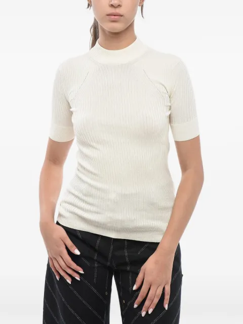 Stella McCartney ribbed-knit short-sleeve sweater Neutrals 6K01523S2347