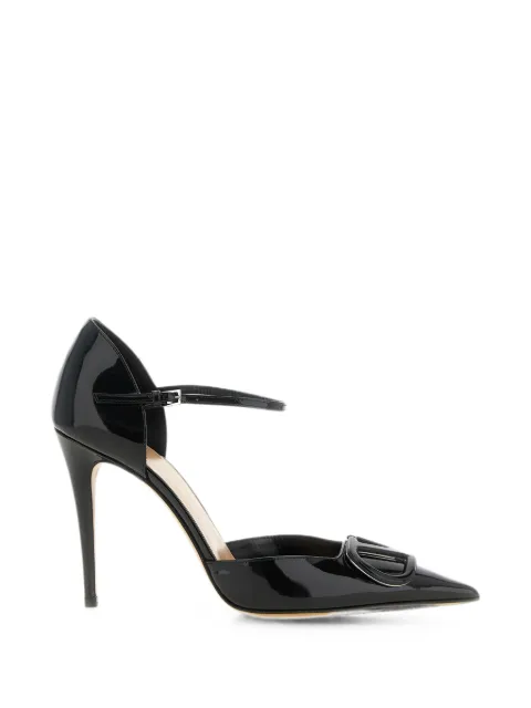 Valentino Garavani D'Orsay VLogo Signature patent leather pumps Black W2S0NN6DUW
