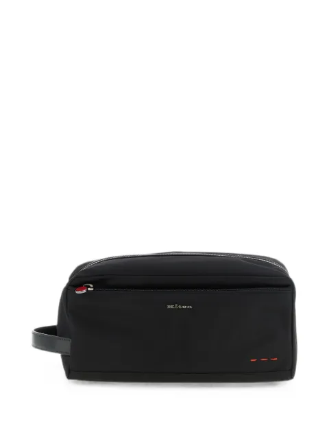 Kiton logo-plaque leather-trim wash bag Black UBA0057N012700100V