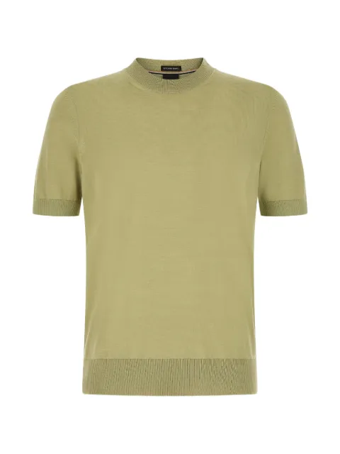 BOSS Umauro virgin-wool ribbed-trim T-shirt Green 50560476