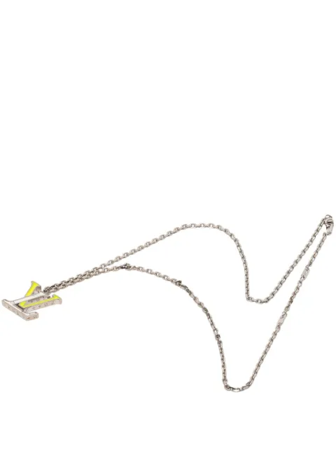 Louis Vuitton Pre-Owned 2021 Brass Enamel Resin LV Colors Pendant Necklace costume necklace Silver FTKLAUAS99PC1HJZ