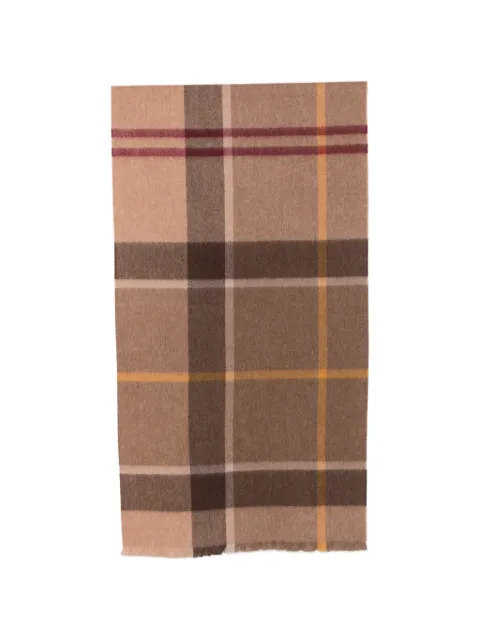 Barbour check-pattern fringed scarf Brown LSC0354LSC