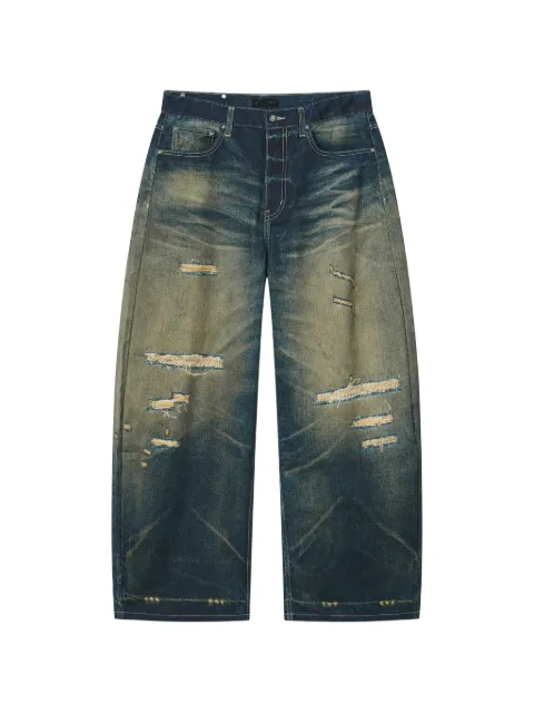 FIVE CM distressed whiskered jeans Blue 5CXJNM00527X