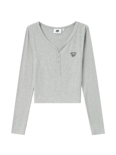 CHOCOOLATE ribbed-knit heart-motif T-shirt Grey B1XLTW02182X