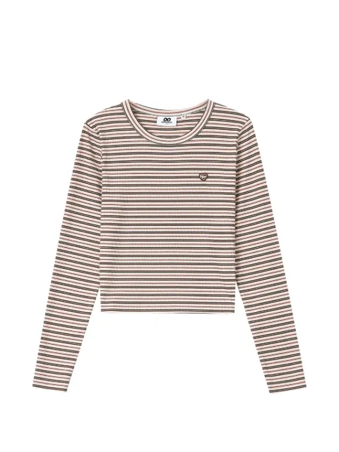 CHOCOOLATE striped heart-patch long-sleeve T-shirt Brown B1XLTW02183Z