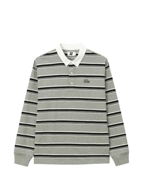 izzue horizontal-stripe long-sleeve polo shirt Grey IZXLTM01053X