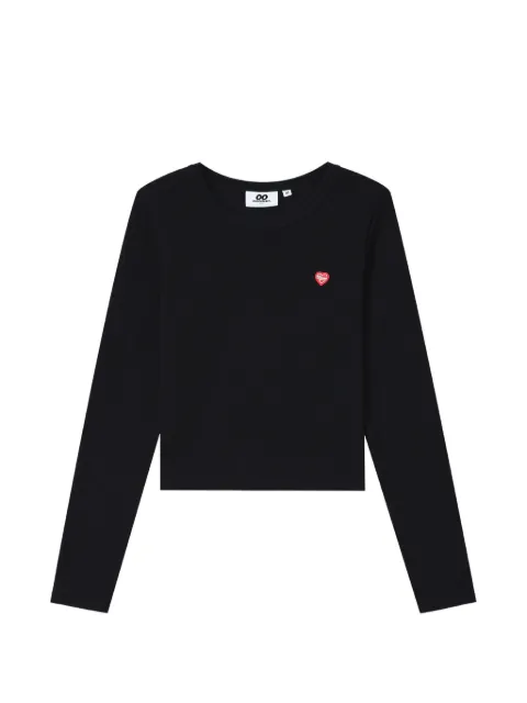 CHOCOOLATE heart-patch ribbed T-shirt Black B1XLTW02183X