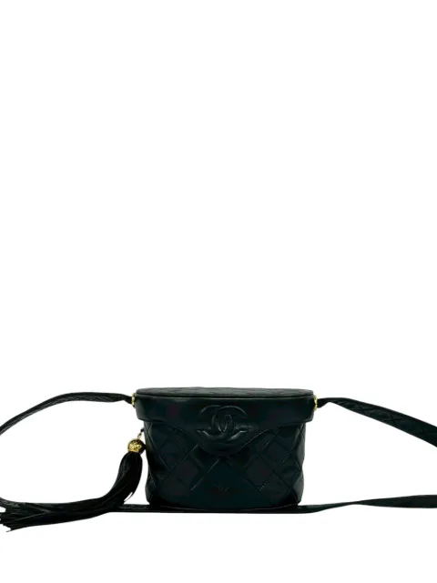 CHANEL Pre-Owned 1986-1988 CC Quilted Lambskin Tassel Vanity Bag crossbody bag Black PM9D22R49ECGM166