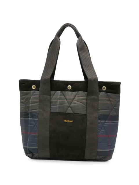Barbour Healy quilted tartan-print tote bag Grey LBA0589TN43