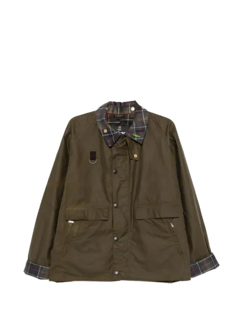 Barbour tartan-collar waxed jacket Green MWX2584SN91