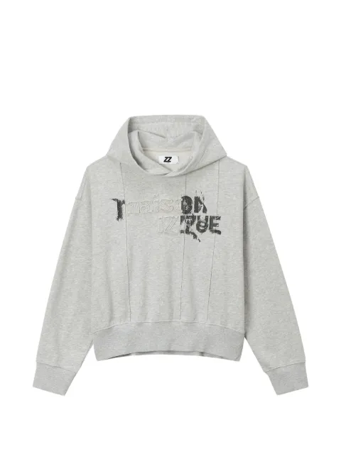 izzue logo-print drop-shoulder hoodie Grey IZXSWW01247X
