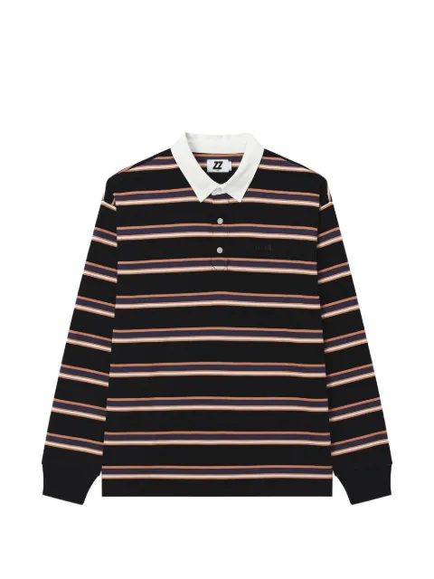 izzue striped long-sleeve polo shirt Black IZXLTM01053X
