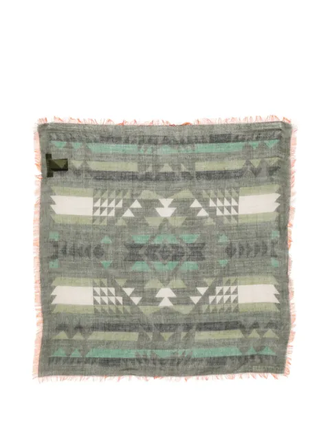 Valentino Garavani geometric-print frayed scarf Green LU0EK005MET
