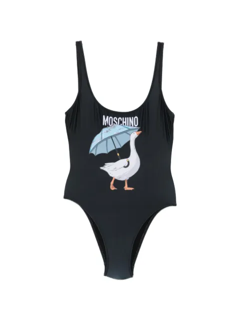 Moschino logo-print swimsuit Black A42025577