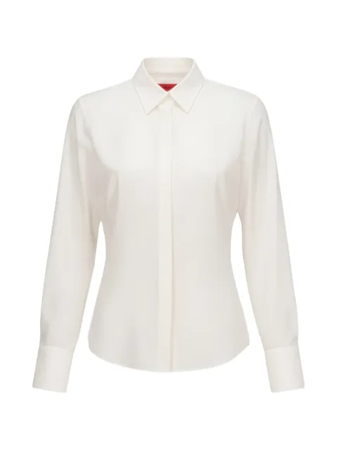 Isaia concealed-placket long-sleeve shirt Neutrals CMDS12C959405