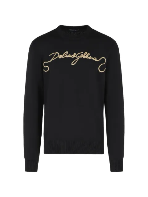 Dolce & Gabbana logo-embroidered knit sweater Black GXX02ZJDVIR