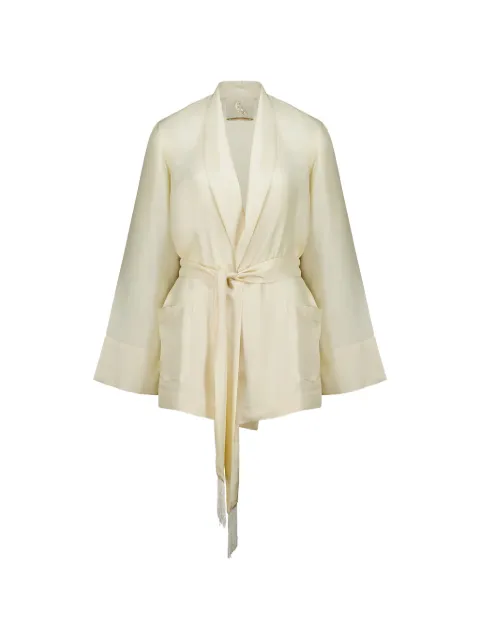PAULA Paula fringed wrap blouse Neutrals FLIGHTBW