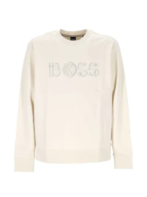 BOSS logo-print sweater Neutrals 50565651