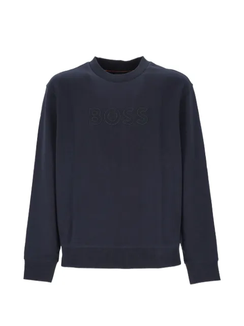 BOSS relaxed-fit sweatshirt in cotton terry with embroidered-logo Blue 50567420