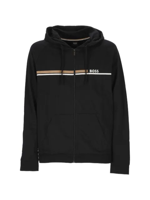 BOSS logo-print zip-up hoodie Black 50554785