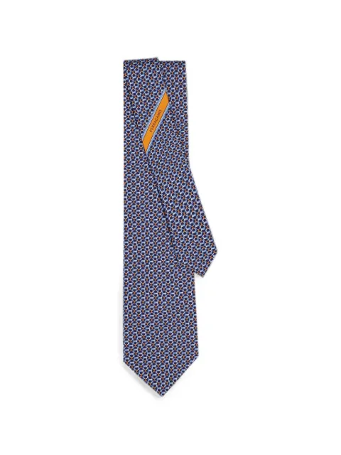 Ferragamo Gancini links print silk tie Blue 794590