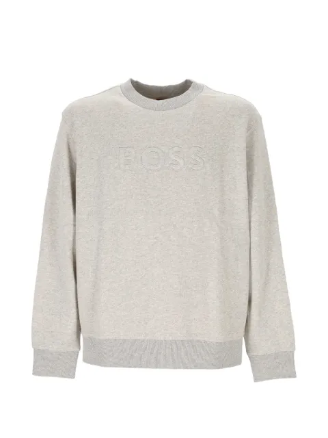 BOSS logo-embroidered cotton sweater Grey 50567420