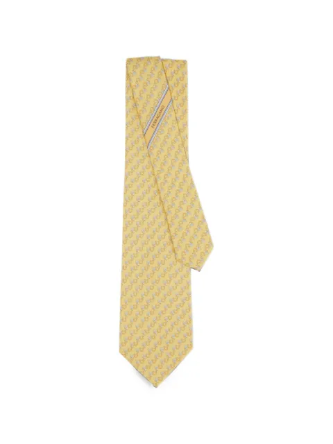 Ferragamo Gancini owl-print tie Yellow 794429