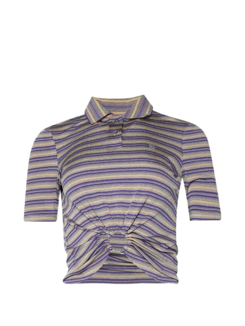 Rabanne striped ring-detail polo shirt Purple 26AJTE050VI0634