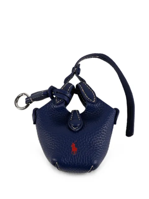 Polo Ralph Lauren logo-embroidered pebbled leather keyring Blue 427P17791005
