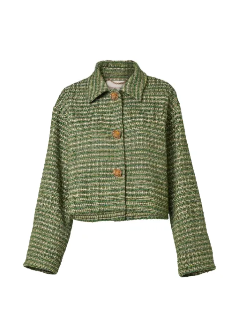 Carolina Herrera cropped tweed jacket Green P2611N109CWE