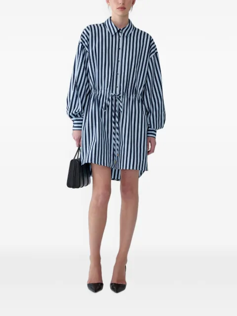 Carolina Herrera striped drawstring mini shirt dress Blue P2611N510CSP