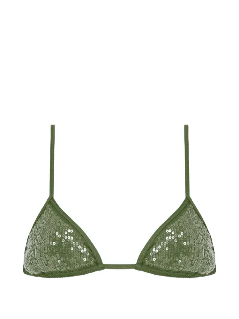 TROPIC OF C Equator sequin-embellished bikini top Green CS884
