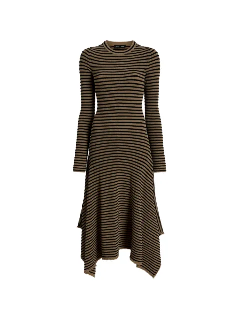 Proenza Schouler Didi dress in matte viscose velvet stripe Green R2617294