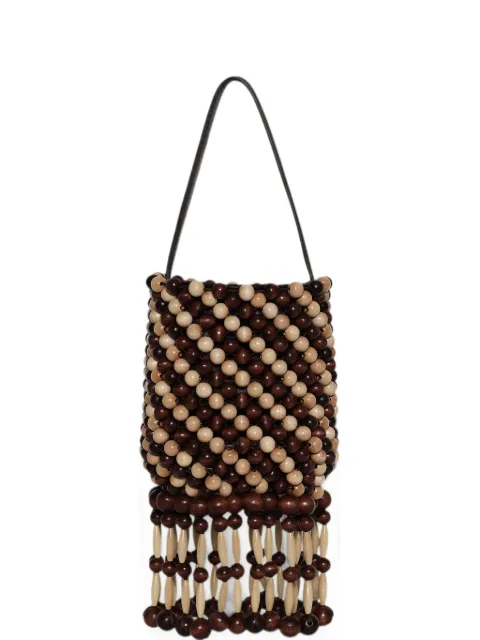 Rabanne beaded-fringe bucket bag Brown 26ASS0392NAT091