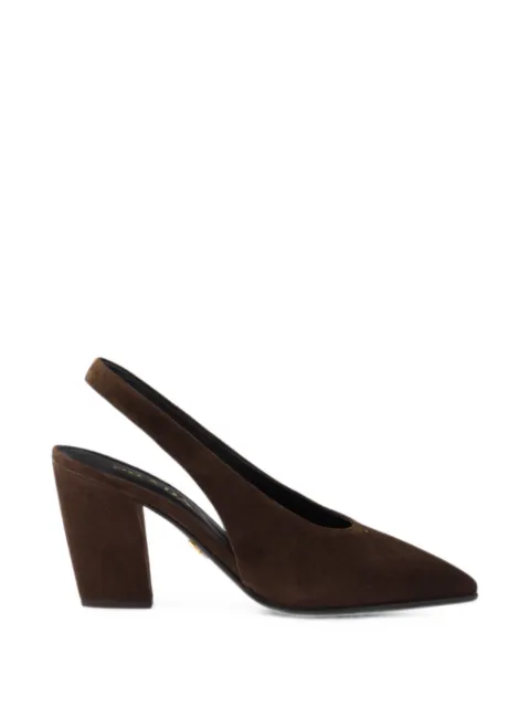 Prada Decollete suede leather slingback pumps Brown 1I693OFE085103