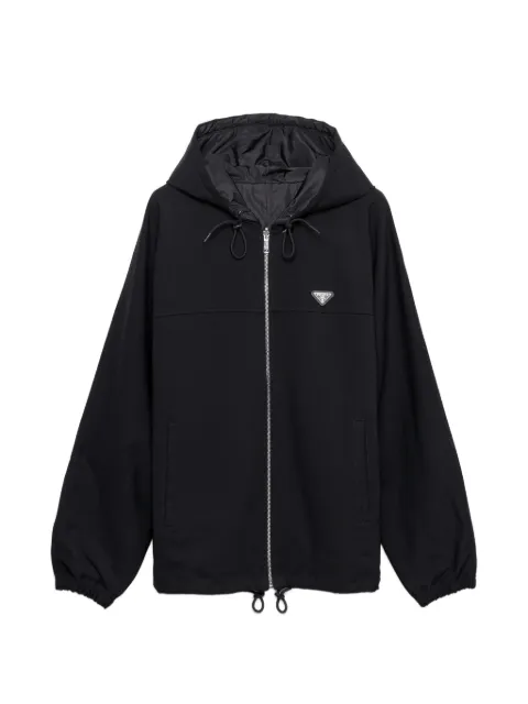 Prada technical fleece hoodie jacket Black UJL50DSOOO6438