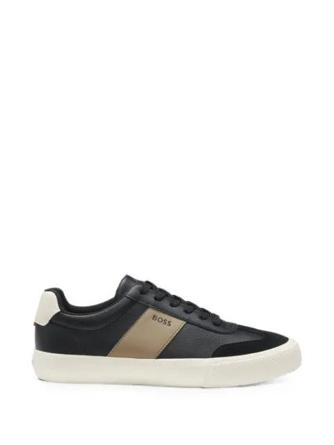 BOSS leather-trim trainers in faux leather Black 50557852