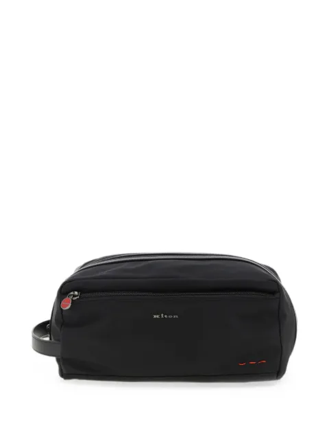 Kiton logo-plaque wash bag Black UBA0057N012700100W