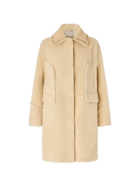 Ermanno Scervino shearling embroidered coat Neutrals D490D307IQJH