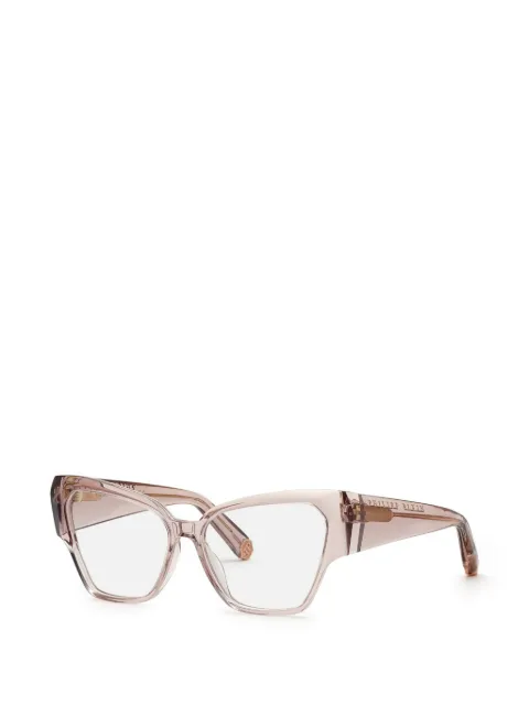Philipp Plein cat-eye transparent-finish glasses Pink VPP10007T1
