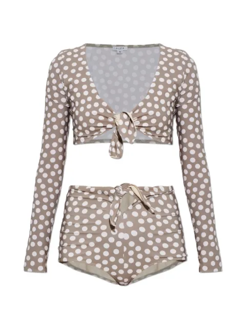 Alaïa polka-dot tie-fastening bikini Brown AA9W0094J130D