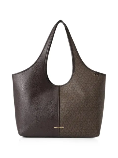 Michael Kors Henly large signature logo and textured tote bag Brown 30T6G51T9B