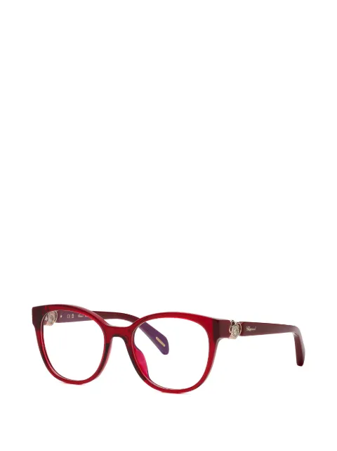 Chopard Eyewear crystal-embellished oval-frame glasses Red VCH356S0954