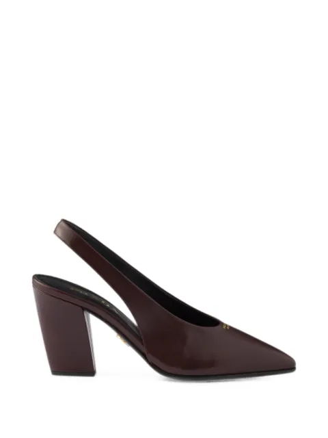 Prada Decollete leather slingback pumps Brown 1I693OFE085A21