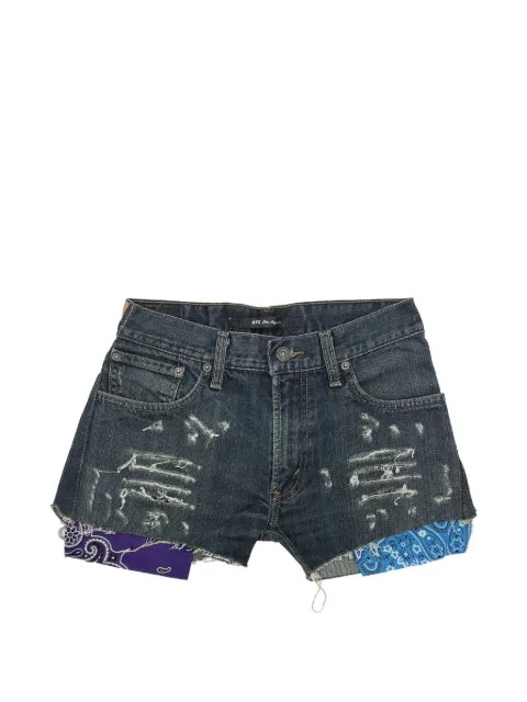 Htc Los Angeles distressed bandana-insert denim shorts Blue 26SHTPA006