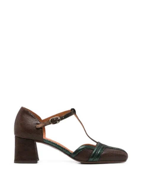 Chie Mihara Volai lizard-effect T-bar heeled pumps Brown VOLAI49