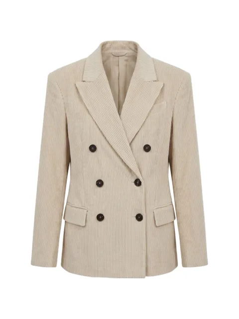 Brunello Cucinelli double-breasted corduroy blazer Neutrals MA1807118C9815