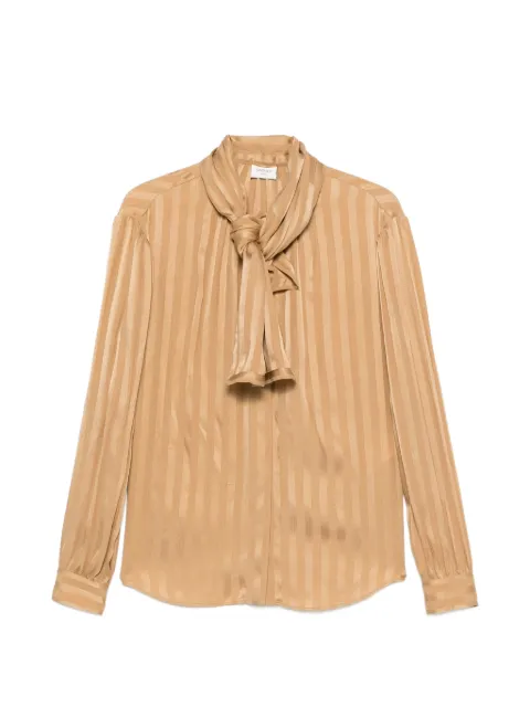 Saint Laurent striped pussy-bow blouse Neutrals 873576Y7J47